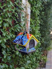 Ceramic Bird Feeder, Talavera Pottery, Decorative Outdoor Hanging Feeder Station, Handmade Mexican Pottery, Attract Wild Birds