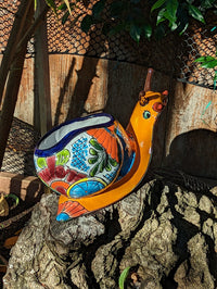 Talavera Snail Planter, Ceramic Mexican Planter Pot for Indoor Home Decor or Outdoor Garden Decor is also Exquisite Hand Painted Yard Art