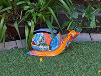 Talavera Snail Planter, Ceramic Mexican Planter Pot for Indoor Home Decor or Outdoor Garden Decor is also Exquisite Hand Painted Yard Art