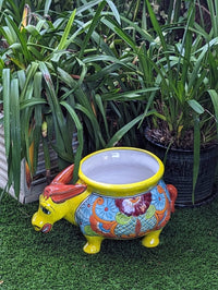 Talavera Donkey Planter is Hand Painted Ceramic Mexican Pottery | Colorful Planter Pot for Yard Art & Outdoor Garden Decor, Burro Flower Pot