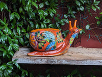 Talavera Snail Planter, Ceramic Mexican Planter Pot for Indoor Home Decor or Outdoor Garden Decor is also Exquisite Hand Painted Yard Art