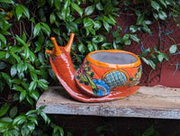 Talavera Snail Planter, Ceramic Mexican Planter Pot for Indoor Home Decor or Outdoor Garden Decor is also Exquisite Hand Painted Yard Art