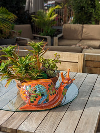 Talavera Snail Planter, Ceramic Mexican Planter Pot for Indoor Home Decor or Outdoor Garden Decor is also Exquisite Hand Painted Yard Art