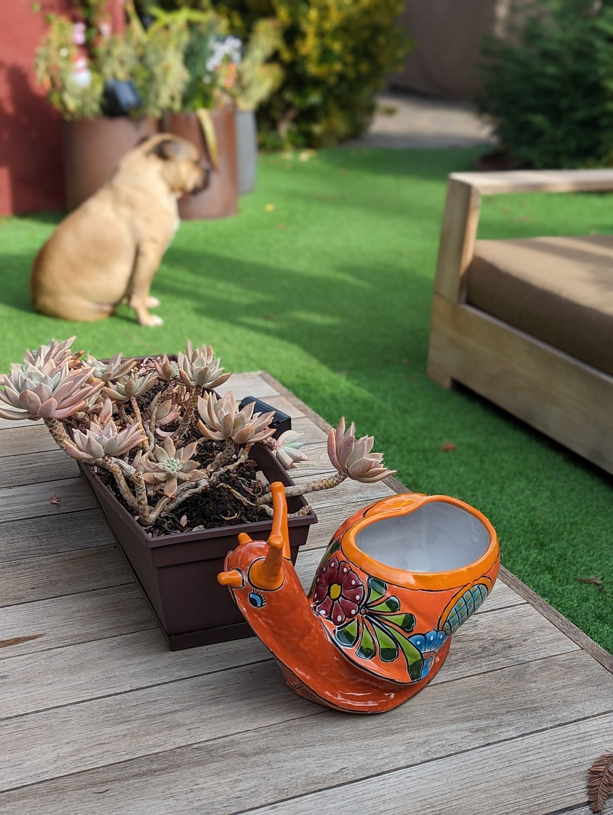 Talavera Snail Planter, Ceramic Mexican Planter Pot for Indoor Home Decor or Outdoor Garden Decor is also Exquisite Hand Painted Yard Art