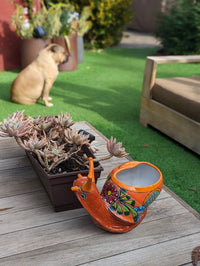 Talavera Snail Planter, Ceramic Mexican Planter Pot for Indoor Home Decor or Outdoor Garden Decor is also Exquisite Hand Painted Yard Art