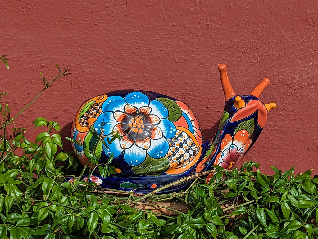 Talavera Snail Planter, Ceramic Mexican Planter Pot for Indoor Home Decor or Outdoor Garden Decor is also Exquisite Hand Painted Yard Art