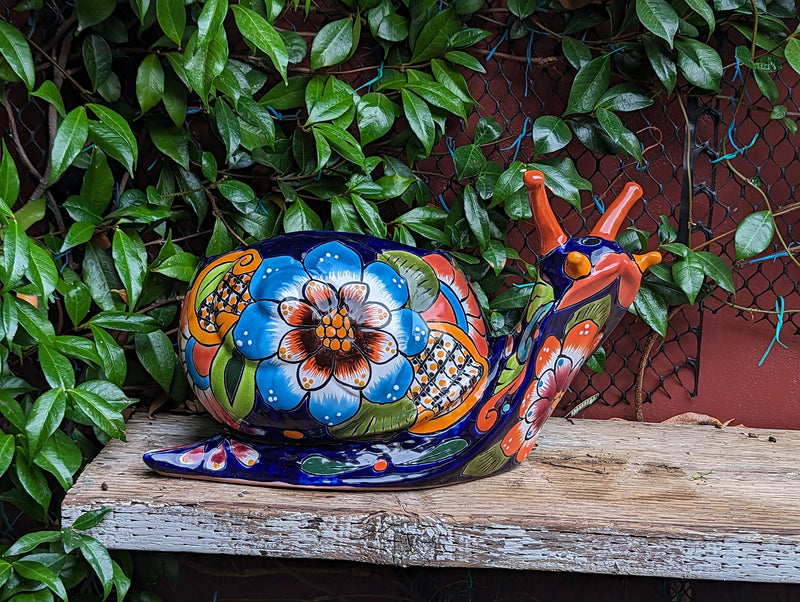 Talavera Snail Planter, Ceramic Mexican Planter Pot for Indoor Home Decor or Outdoor Garden Decor is also Exquisite Hand Painted Yard Art