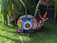Talavera Snail Planter, Ceramic Mexican Planter Pot for Indoor Home Decor or Outdoor Garden Decor is also Exquisite Hand Painted Yard Art