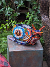 Talavera Snail Planter, Ceramic Mexican Planter Pot for Indoor Home Decor or Outdoor Garden Decor is also Exquisite Hand Painted Yard Art