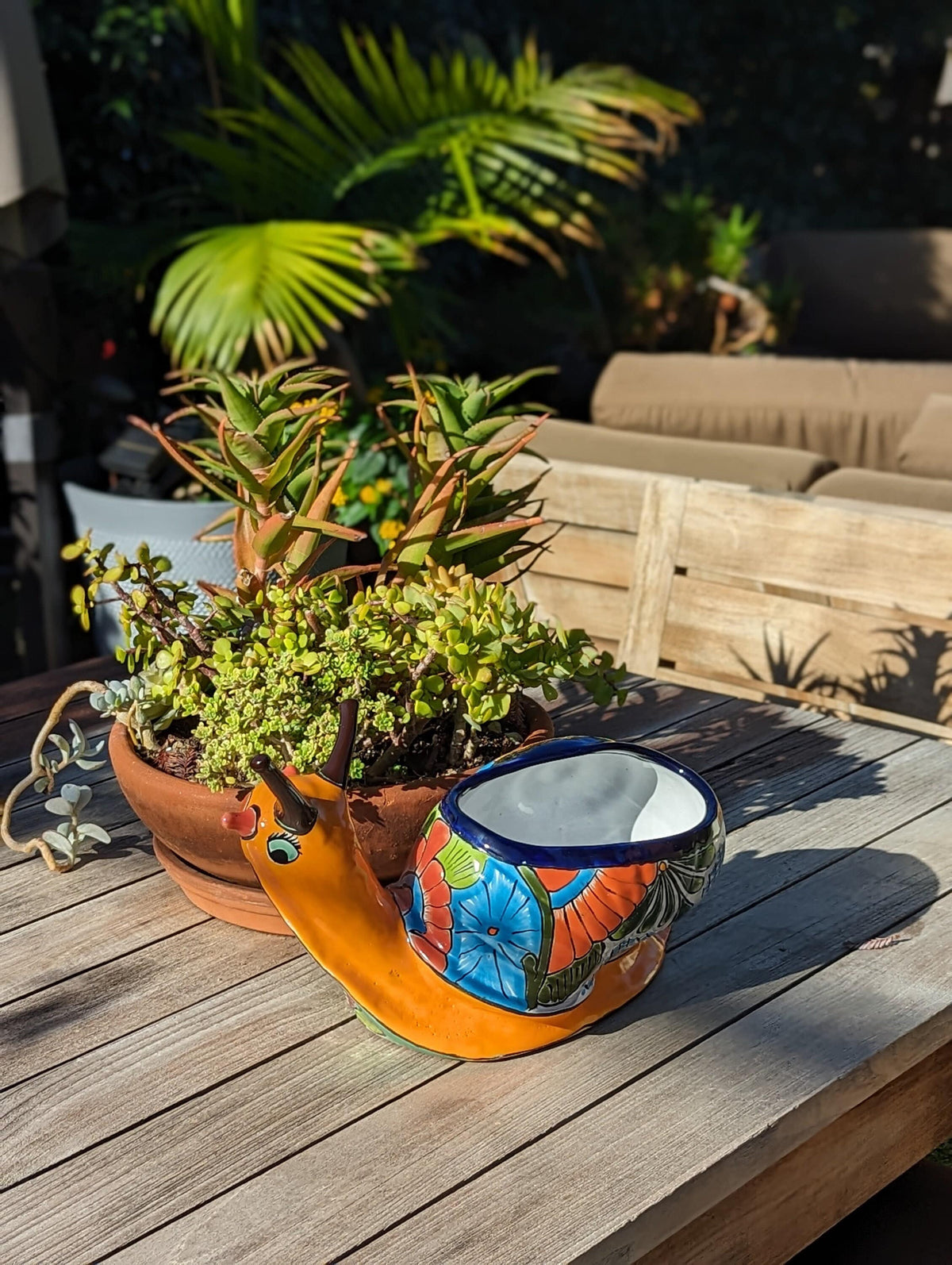 Talavera Snail Planter, Ceramic Mexican Planter Pot for Indoor Home Decor or Outdoor Garden Decor is also Exquisite Hand Painted Yard Art