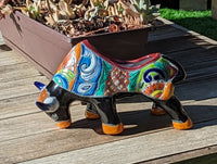 Talavera Bull Planter, Ceramic Mexican Planter Pot for Indoor Home Decor or Outdoor Garden Decor is also Exquisite Hand Painted Yard Art