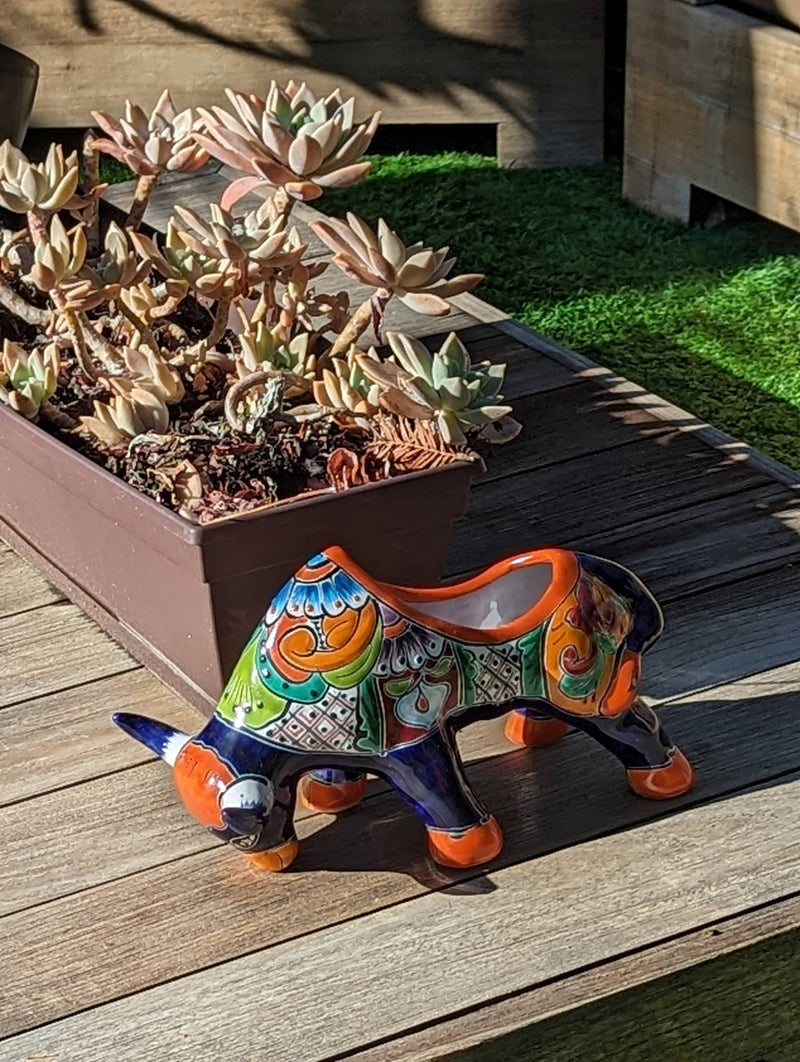 Talavera Bull Planter, Ceramic Mexican Planter Pot for Indoor Home Decor or Outdoor Garden Decor is also Exquisite Hand Painted Yard Art