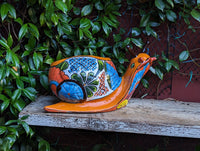 Talavera Snail Planter, Ceramic Mexican Planter Pot for Indoor Home Decor or Outdoor Garden Decor is also Exquisite Hand Painted Yard Art