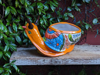 Talavera Snail Planter, Ceramic Mexican Planter Pot for Indoor Home Decor or Outdoor Garden Decor is also Exquisite Hand Painted Yard Art