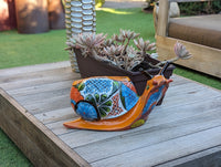 Talavera Snail Planter, Ceramic Mexican Planter Pot for Indoor Home Decor or Outdoor Garden Decor is also Exquisite Hand Painted Yard Art