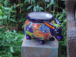 Talavera Donkey Planter is Hand Painted Ceramic Mexican Pottery | Colorful Planter Pot for Yard Art & Outdoor Garden Decor, Burro Flower Pot