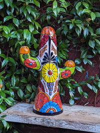 Saguaro Cactus Decor is Colorful Mexican Talavera Pottery, Cactus Room Decor for Bedroom, Bathroom, Outdoor Decorations or Housewarming Gift