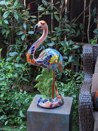 Pink Flamingo Home Decor or Yard Art, Talavera Pottery to use as Home Decor, Porch Decoration or Outdoor Decor