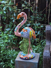 Pink Flamingo Home Decor or Yard Art, Talavera Pottery to use as Home Decor, Porch Decoration or Outdoor Decor