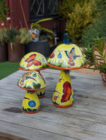 Pre-Order | Mushroom Garden Decor & Yard Art, Ships 9-25 | Ceramic Talavera Pottery, Unique Home Decor, 3 Toadstools Handmade in Mexico