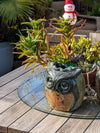 Owl Planter Pot | Mexican Pottery in Clay for Indoor Home Decor or Outdoor Yard Decorations, Small Pot, Two-Tone Owl