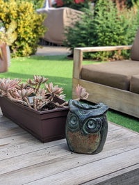 Owl Planter Pot | Mexican Pottery in Clay for Indoor Home Decor or Outdoor Yard Decorations, Small Pot, Two-Tone Owl