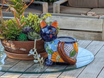 Talavera Cat Flower Pot, Ceramic Planter Home Decor is an Indoor or Outdoor Planter Pot | Yard & Garden Decor, Handmade Mexxican Pottery