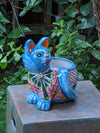 Talavera Cat Flower Pot, Ceramic Planter Home Decor is an Indoor or Outdoor Planter Pot | Yard & Garden Decor, Handmade Mexxican Pottery