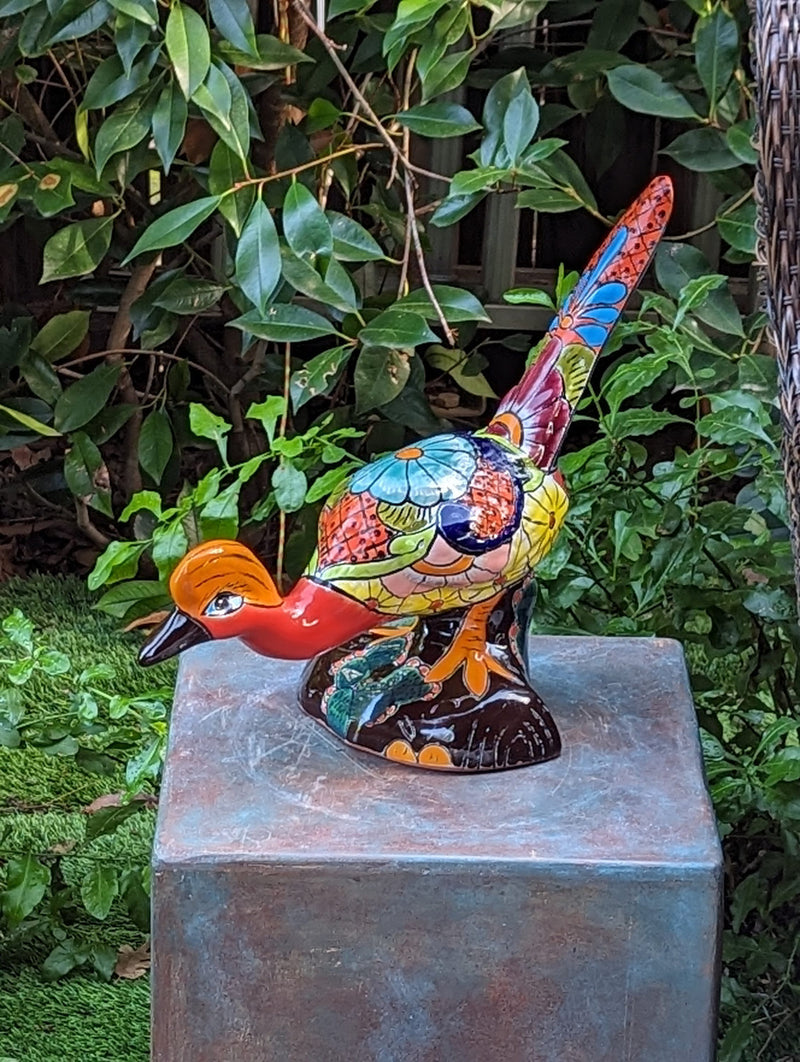 Talavera Roadrunner Garden Decor & Colorful Yard Art, Ceramic Outdoor Decor is a Unique Mexican Garden Art Decoration for Your Home or Yard