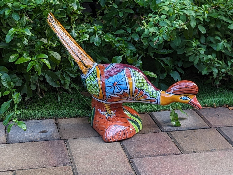 Talavera Roadrunner Garden Decor & Colorful Yard Art, Ceramic Outdoor Decor is a Unique Mexican Garden Art Decoration for Your Home or Yard