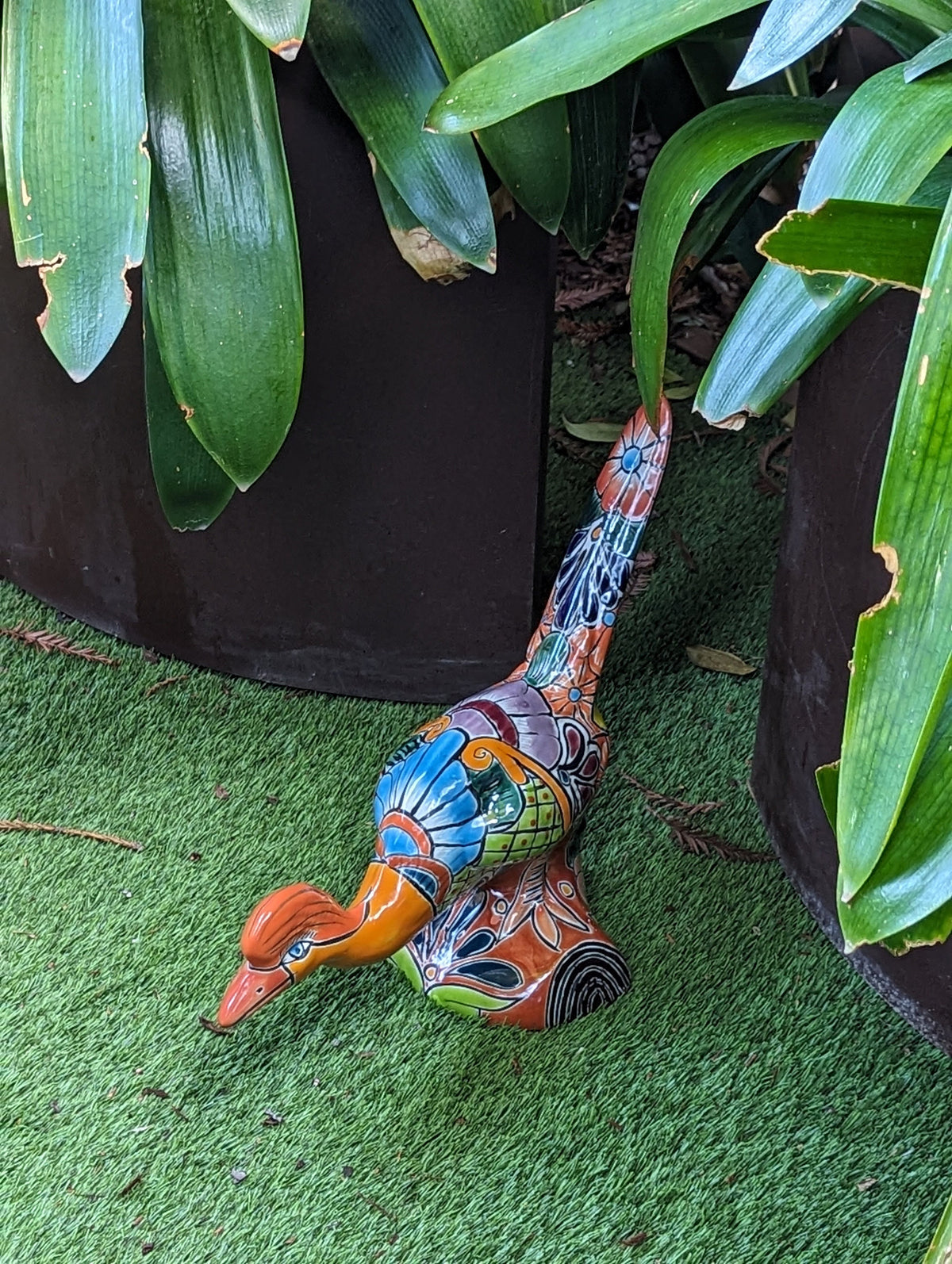 Talavera Roadrunner Garden Decor & Colorful Yard Art, Ceramic Outdoor Decor is a Unique Mexican Garden Art Decoration for Your Home or Yard