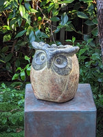 Owl Planter & Clay Flower Pot, Beige and Green, Mexican Pottery Home Decor Good for Indoor or Outdoor Decorations, Large Owl Pot
