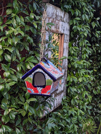 Ceramic Bird Feeder Talavera Pottery, Decorative Outdoor Hanging Feeder Station, Handmade Mexican Pottery to Attract Wild Birds
