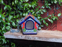 Ceramic Bird Feeder Talavera Pottery, Decorative Outdoor Hanging Feeder Station, Handmade Mexican Pottery to Attract Wild Birds