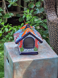 Ceramic Bird Feeder Talavera Pottery, Decorative Outdoor Hanging Feeder Station, Handmade Mexican Pottery to Attract Wild Birds