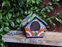 Ceramic Bird Feeder Talavera Pottery, Decorative Outdoor Hanging Feeder Station, Handmade Mexican Pottery to Attract Wild Birds