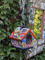 Ceramic Bird Feeder Talavera Pottery, Decorative Outdoor Hanging Feeder Station, Handmade Mexican Pottery to Attract Wild Birds