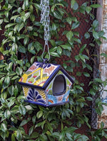 Ceramic Bird Feeder Talavera Pottery, Decorative Outdoor Hanging Feeder Station, Handmade Mexican Pottery to Attract Wild Birds