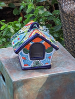 Ceramic Bird Feeder Talavera Pottery, Decorative Outdoor Hanging Feeder Station, Handmade Mexican Pottery to Attract Wild Birds