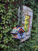 Ceramic Bird Feeder Talavera Pottery, Decorative Outdoor Hanging Feeder Station, Handmade Mexican Pottery to Attract Wild Birds