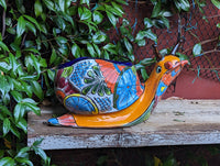 Talavera Snail Planter, Ceramic Mexican Planter Pot for Indoor Home Decor or Outdoor Garden Decor is also Exquisite Hand Painted Yard Art