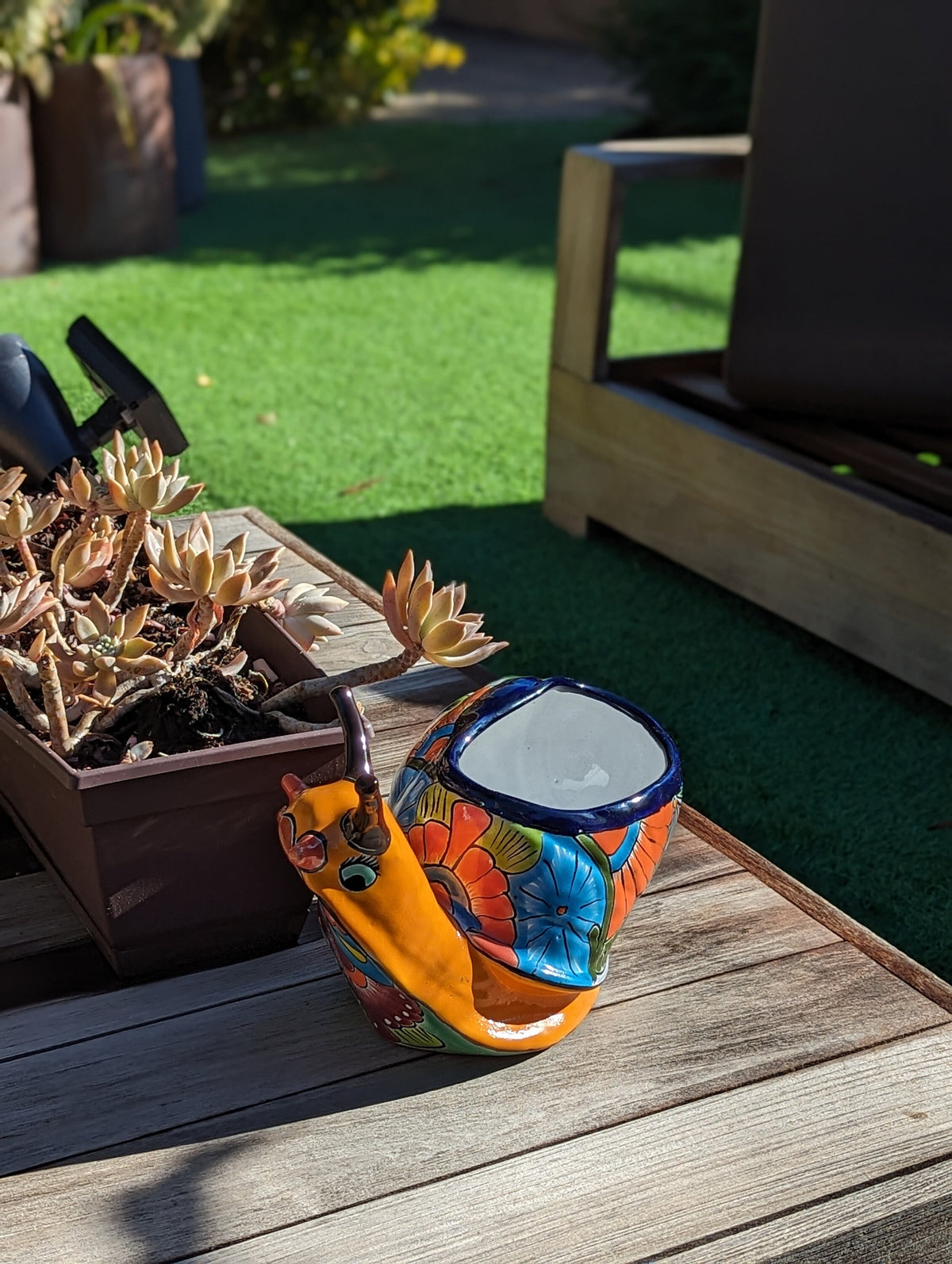 Talavera Snail Planter, Ceramic Mexican Planter Pot for Indoor Home Decor or Outdoor Garden Decor is also Exquisite Hand Painted Yard Art