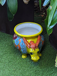 Talavera Donkey Planter is Hand Painted Ceramic Mexican Pottery | Colorful Planter Pot for Yard Art & Outdoor Garden Decor, Burro Flower Pot