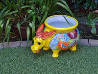 Talavera Donkey Planter is Hand Painted Ceramic Mexican Pottery | Colorful Planter Pot for Yard Art & Outdoor Garden Decor, Burro Flower Pot