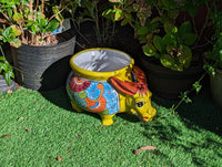 Talavera Donkey Planter is Hand Painted Ceramic Mexican Pottery | Colorful Planter Pot for Yard Art & Outdoor Garden Decor, Burro Flower Pot