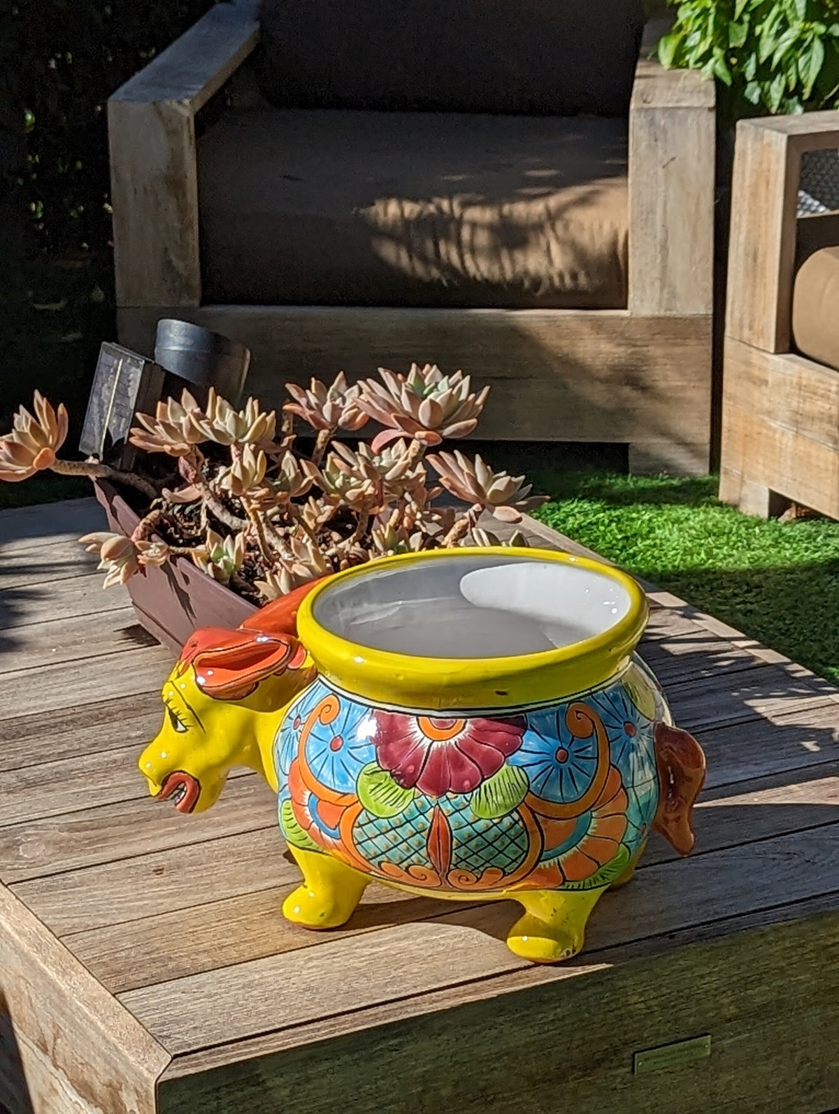 Talavera Donkey Planter is Hand Painted Ceramic Mexican Pottery | Colorful Planter Pot for Yard Art & Outdoor Garden Decor, Burro Flower Pot