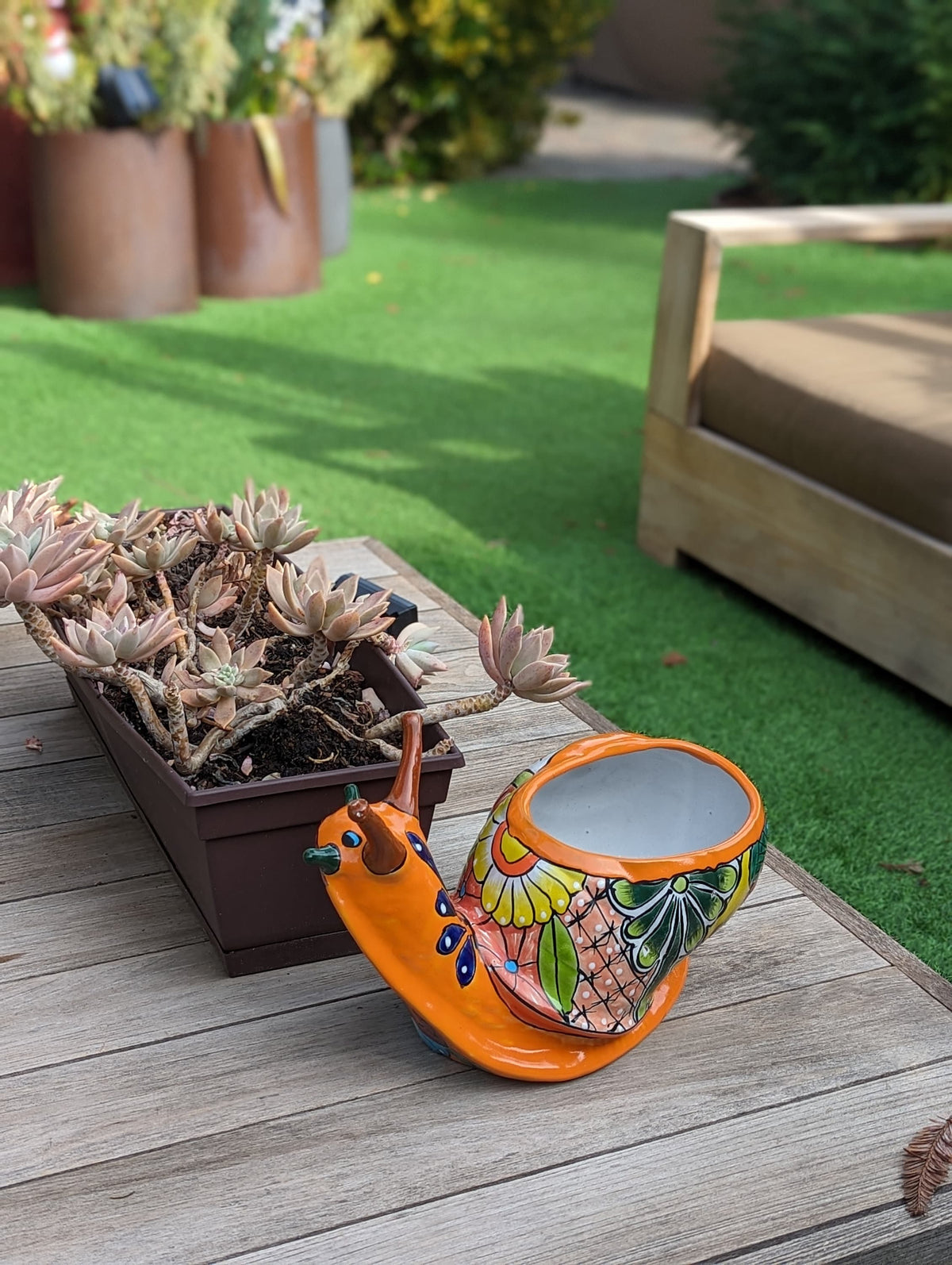 Talavera Snail Planter, Ceramic Mexican Planter Pot for Indoor Home Decor or Outdoor Garden Decor is also Exquisite Hand Painted Yard Art