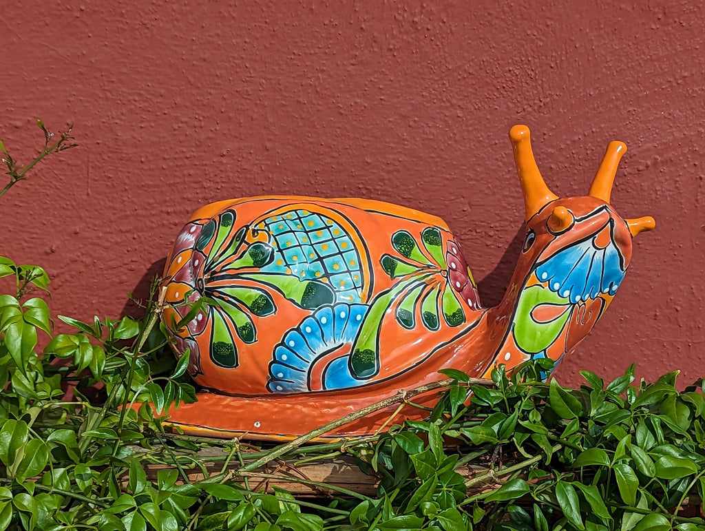 Talavera Snail Planter, Ceramic Mexican Planter Pot for Indoor Home Decor or Outdoor Garden Decor is also Exquisite Hand Painted Yard Art