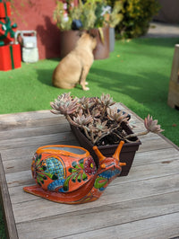 Talavera Snail Planter, Ceramic Mexican Planter Pot for Indoor Home Decor or Outdoor Garden Decor is also Exquisite Hand Painted Yard Art
