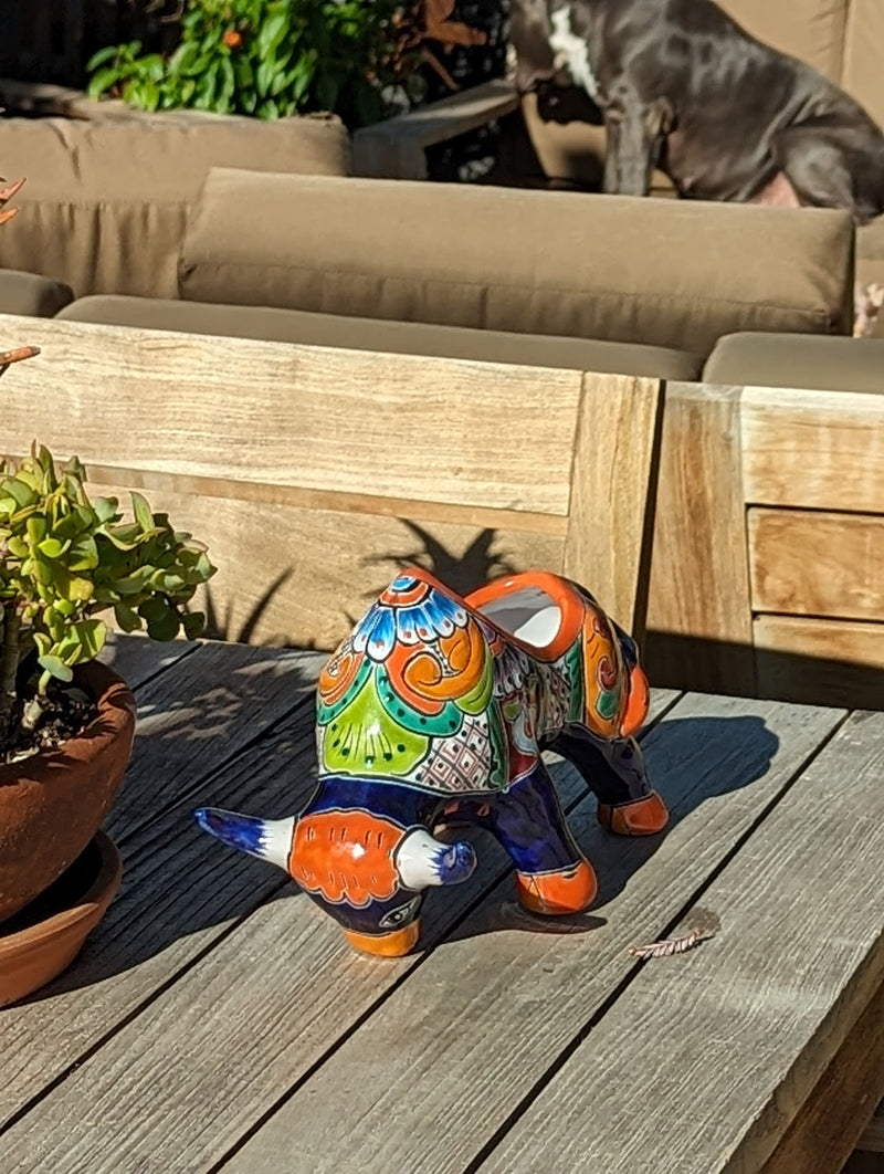 Talavera Bull Planter, Ceramic Mexican Planter Pot for Indoor Home Decor or Outdoor Garden Decor is also Exquisite Hand Painted Yard Art